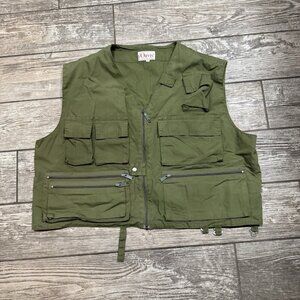 Vintage 80's Orvis Fishing Utility Vest Men's Size Large Olive Army Green